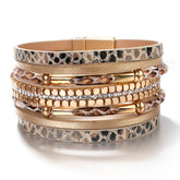 Giraffe Multi-Strand Leather Wrap Bracelet